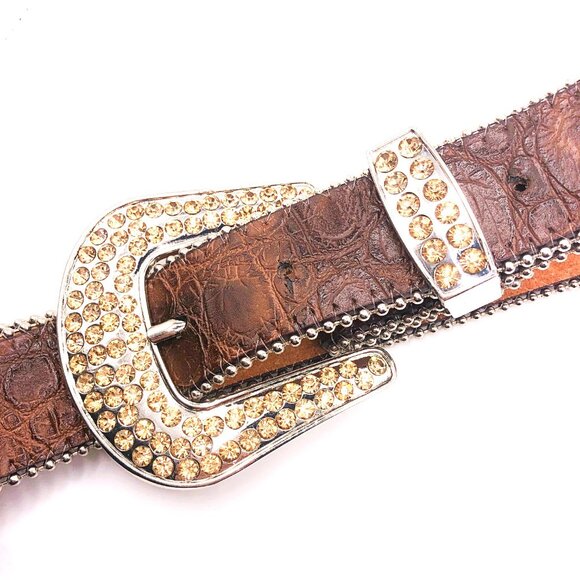 Brown Western Belt with Rhinestone Celtic Crosses & Side Studs main image 14